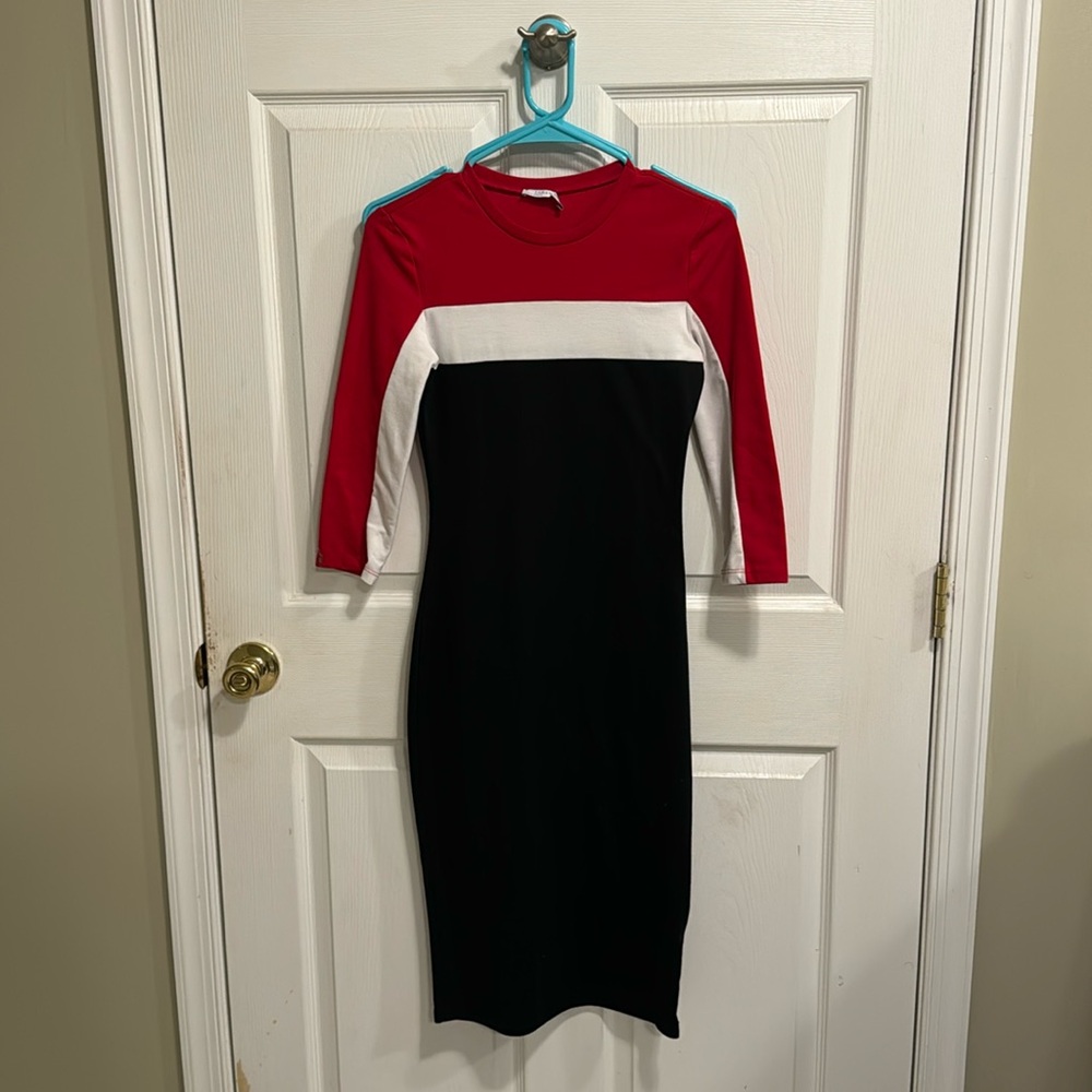 Zara dress red, white, black